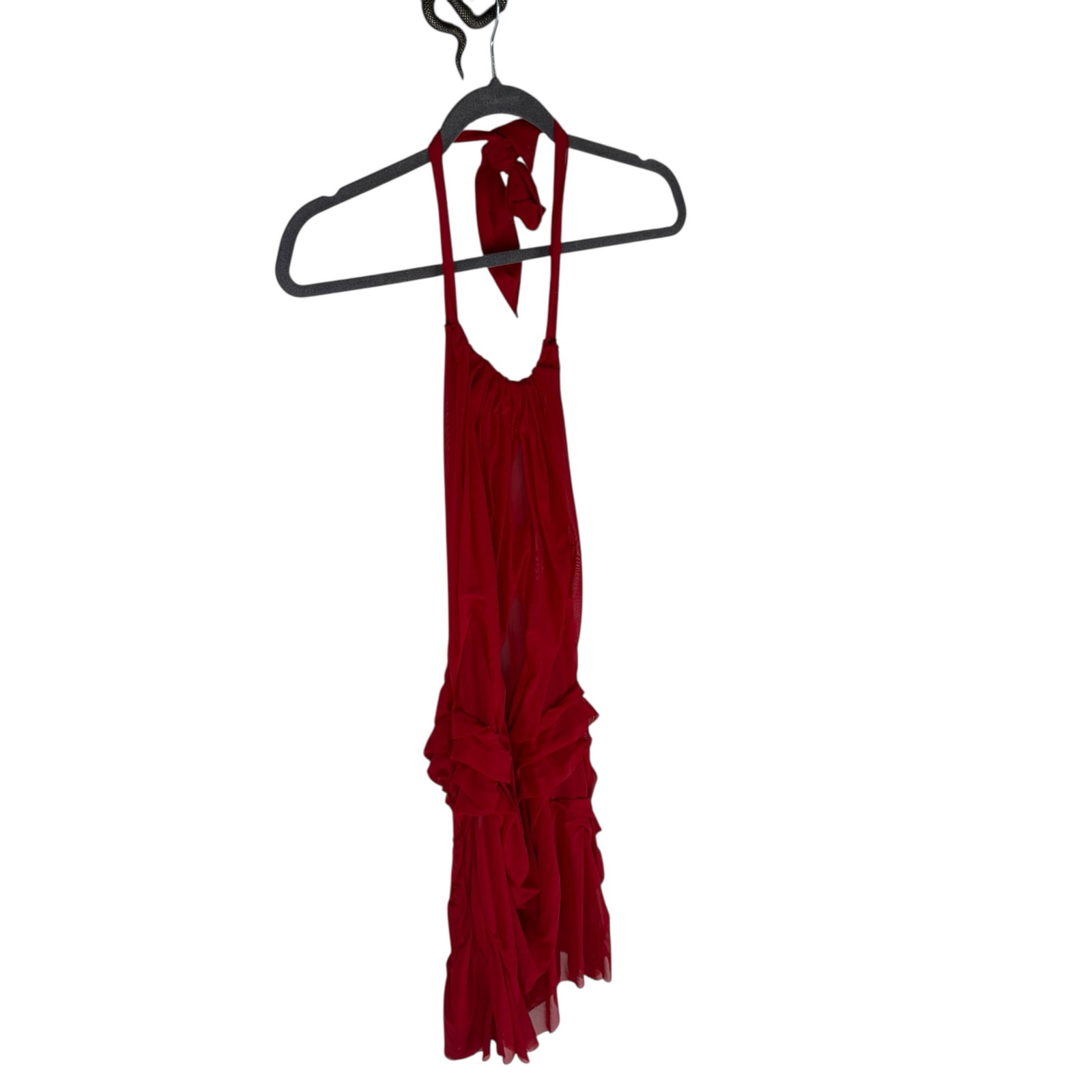 Di Petsa Wetlook Mini Dress Halter Mesh Ruched Party Statement Couture Nye Xs — image 5 of 8